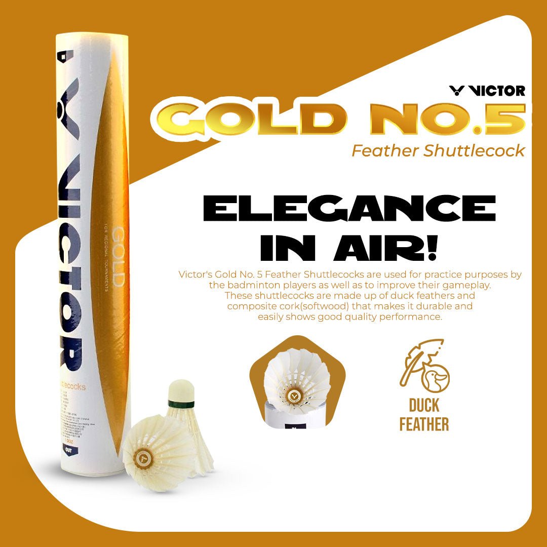 Gold No.5 Premium Feather Shuttlecock | Match & Training - Image 2
