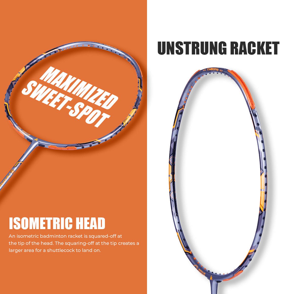 Hammer 6770 Unstrung Badminton Racket (Orange)-3U/G1 - Image 5