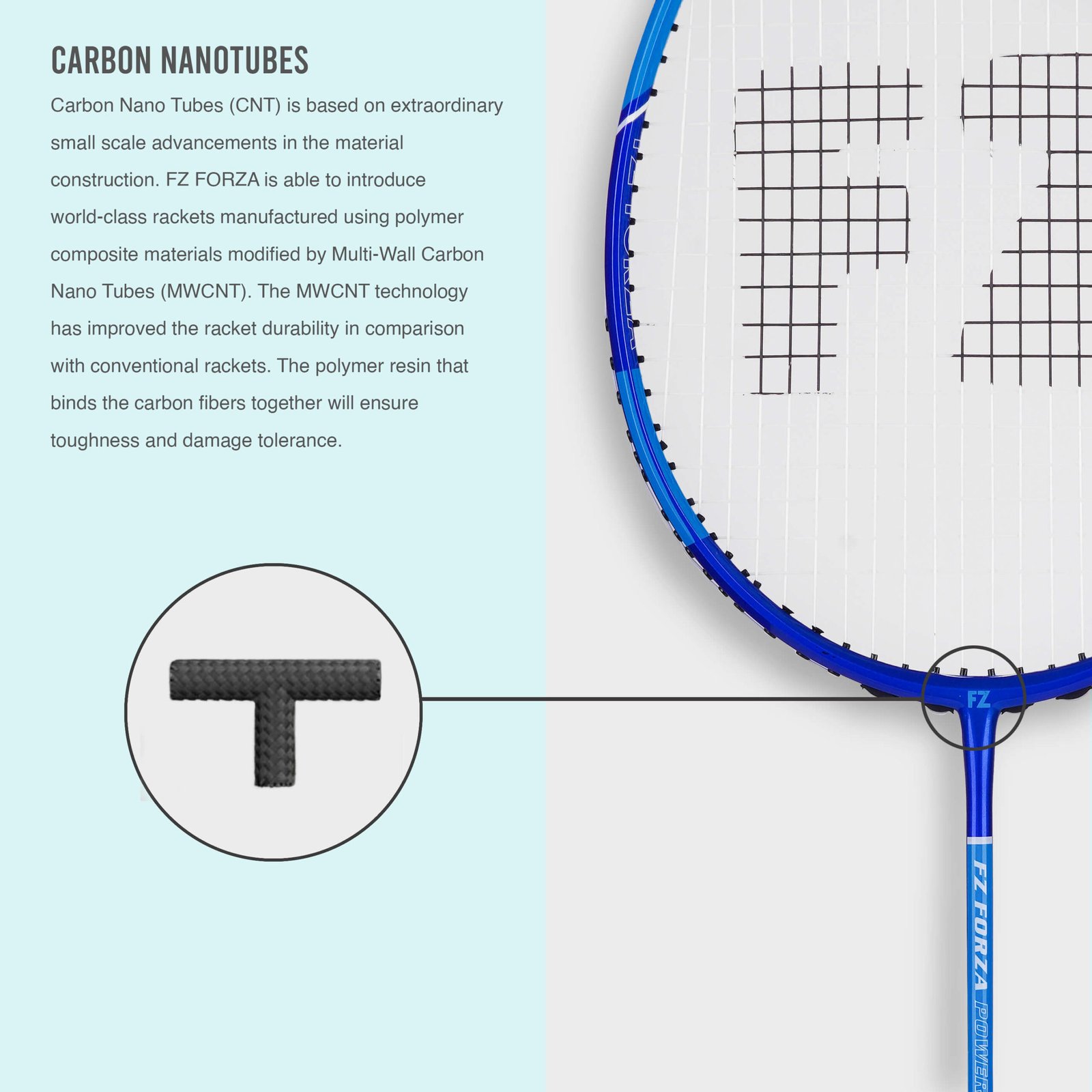 Power 488M Strung Attacking Badminton Racket (Sky Blue) - Image 6