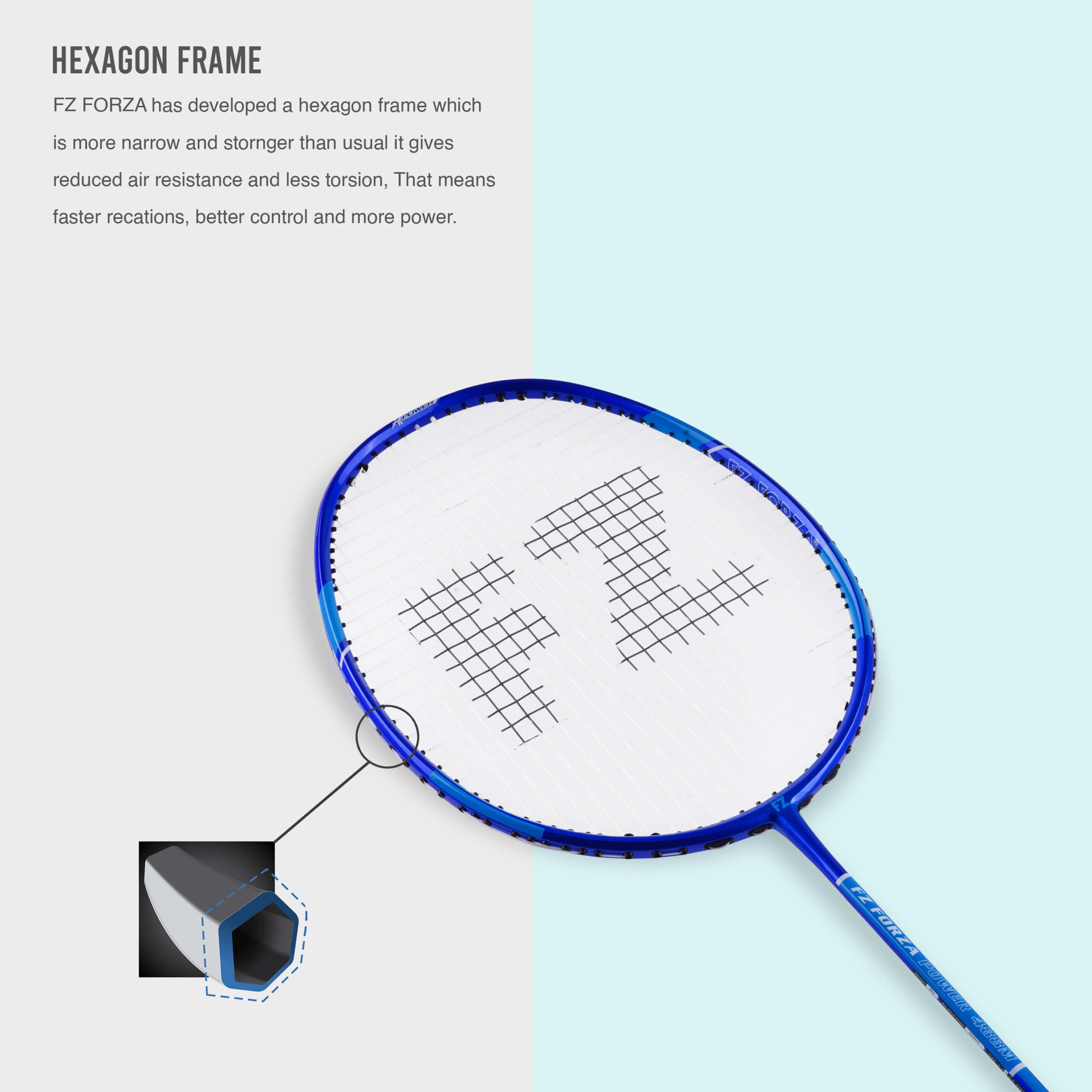 Power 488M Strung Attacking Badminton Racket (Sky Blue) - Image 5