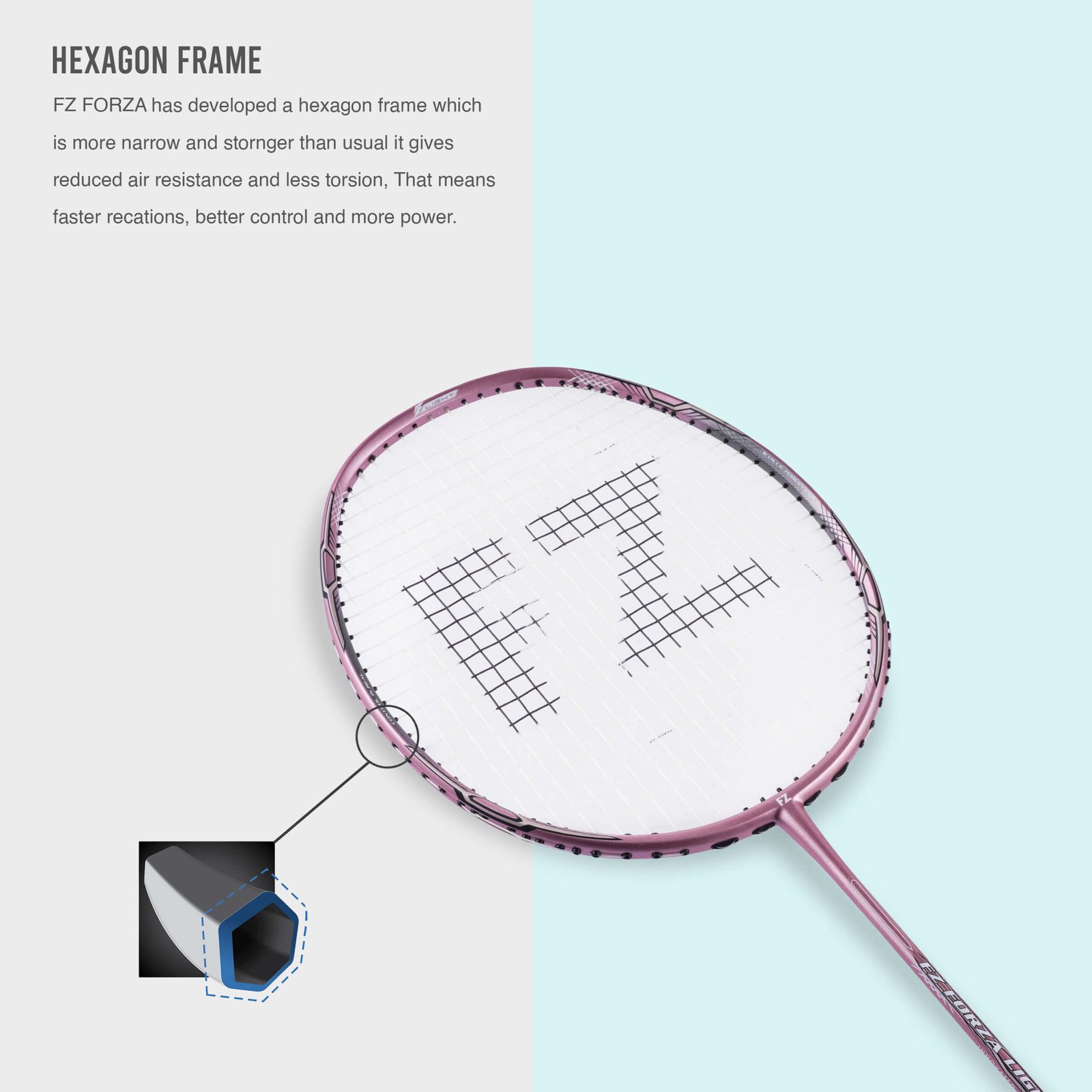 Light 11.1 Medium Strung Defensive Badminton Racket (Lilac) - Image 5