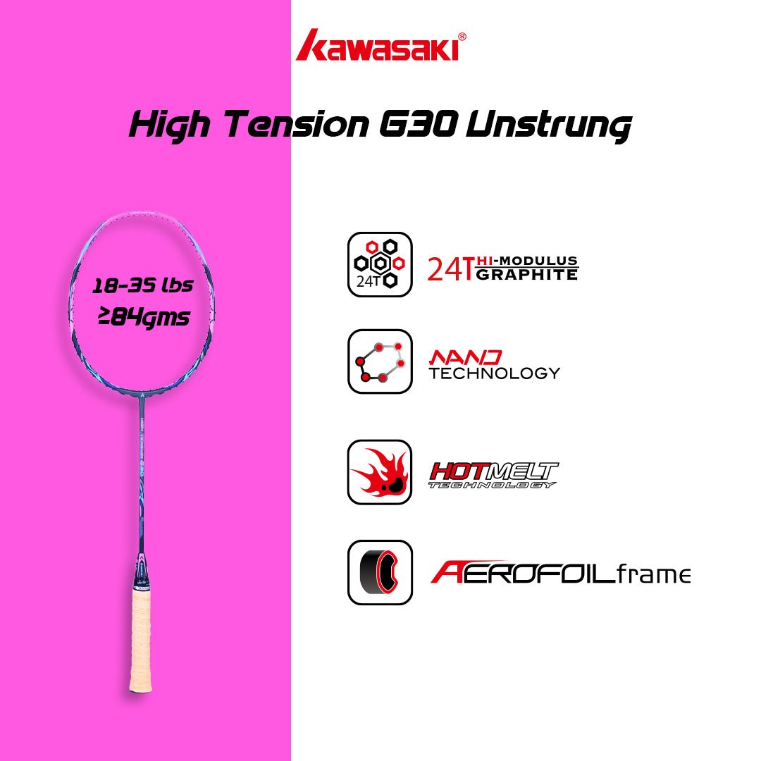 High Tension G30 Unstrung Badminton Racket (Pink) - 4U/G1 - Image 6