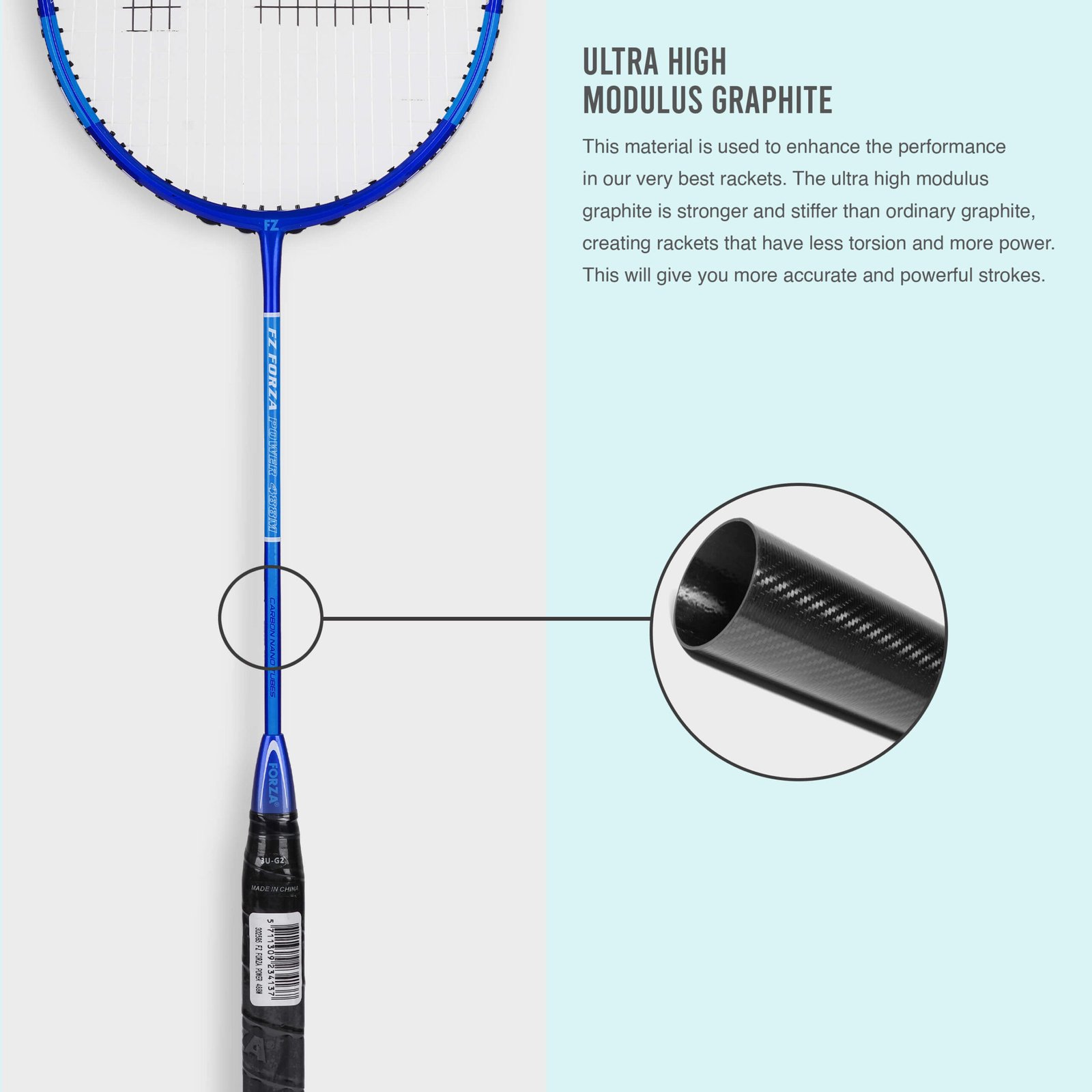 Power 488M Strung Attacking Badminton Racket (Sky Blue) - Image 3