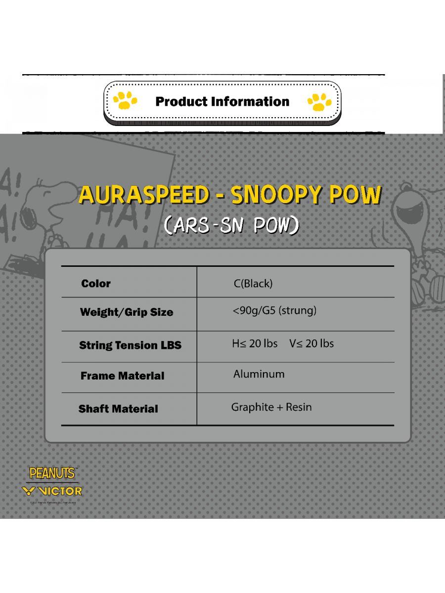 Auraspeed SN POW C Strung Badminton Racket (Peanuts Edition) - Image 10